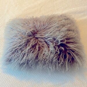 West Elm Mongolian sheep pillow, light purple, 12x16 inch